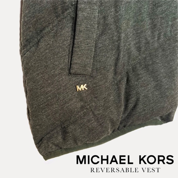 Michael Kors Womens Reversible Vest Olive Green Down Jacket Faux - Picture 8 of 8